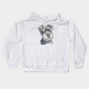 Cute Miniature Schnauzer Watercolor Art Kids Hoodie